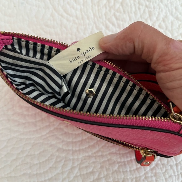 Kate Spade Hot Pink & Orange Pebbled Leather Wristlet - Picture 5 of 8
